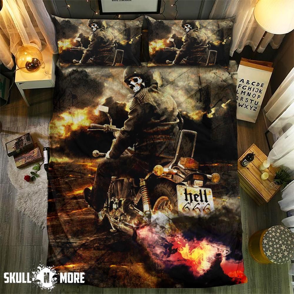 Skull Ride Motorcycle Bedding Set