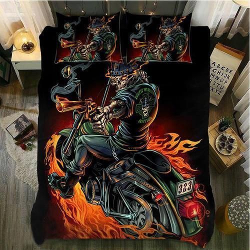 Skull Riding Fire Bedding Set