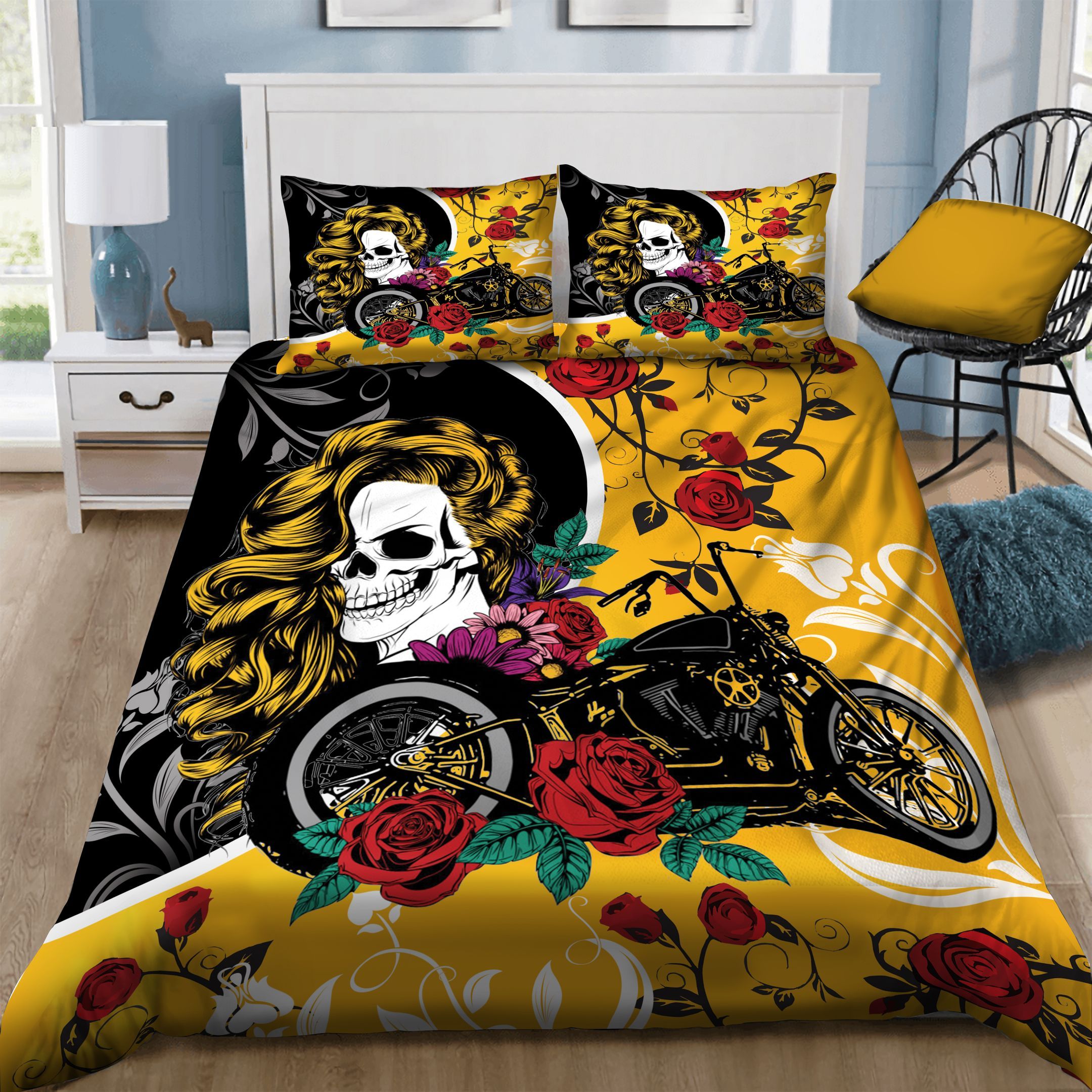 Skull Rose Bedding Set