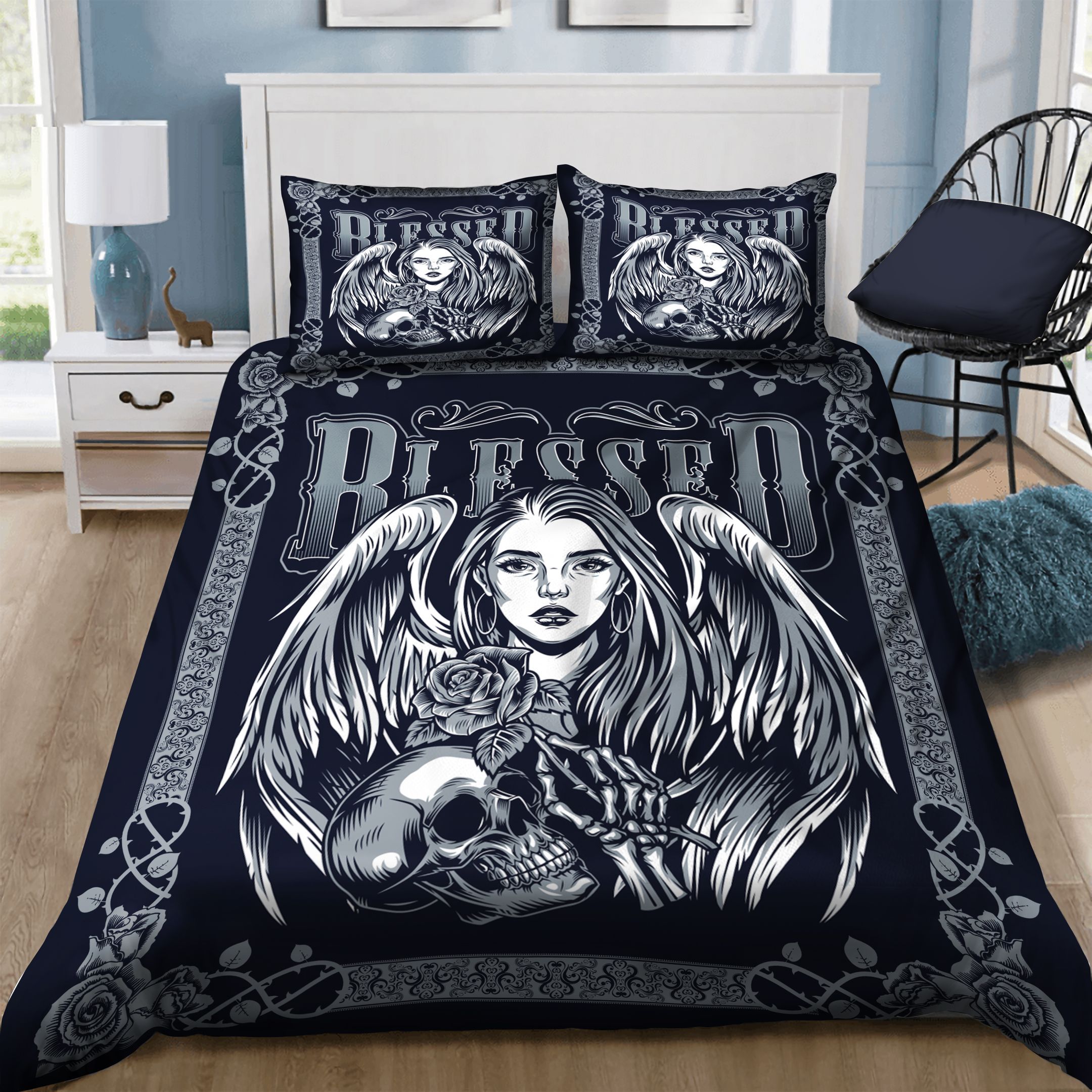 Skull Rose Bedding Set