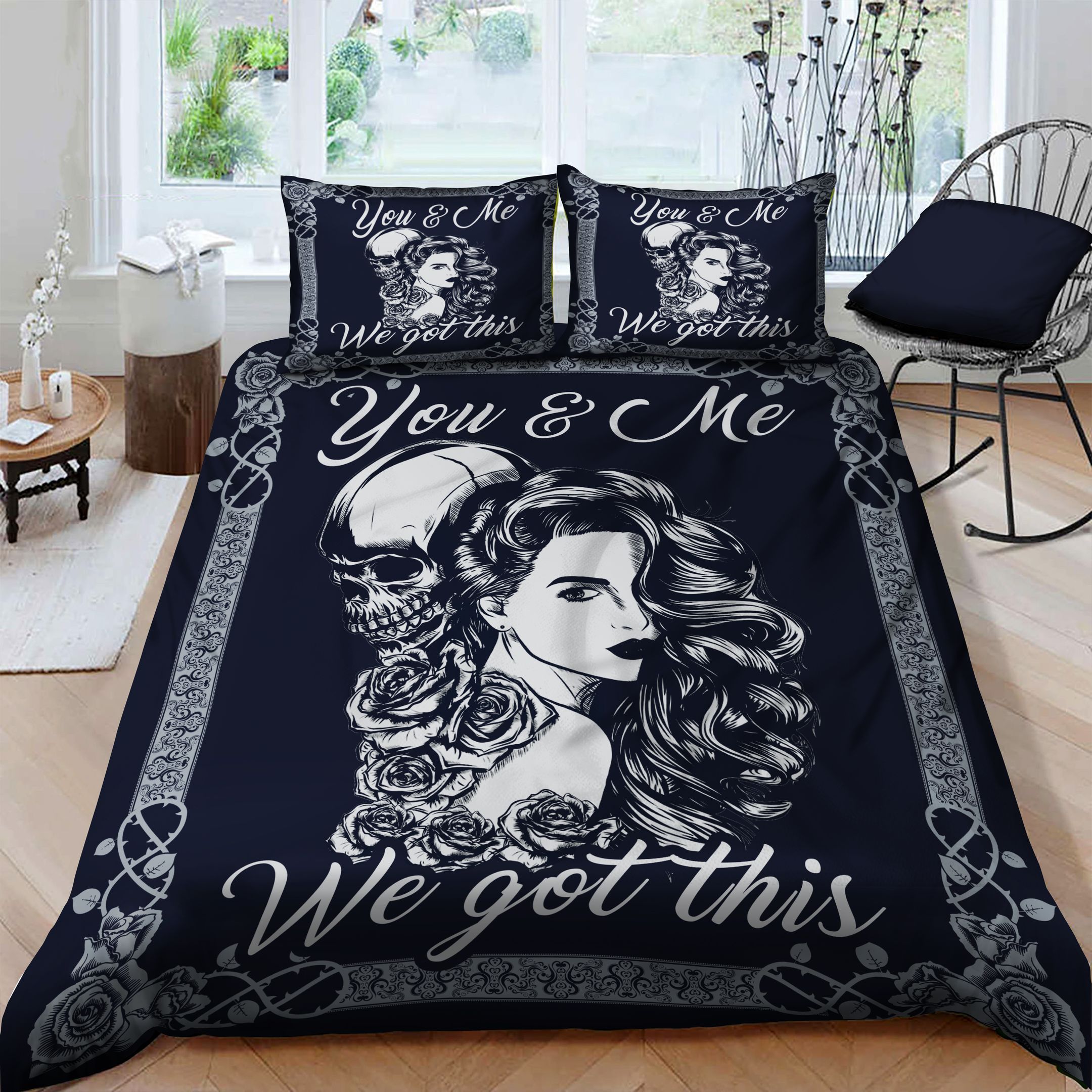 Skull Rose Bedding Set