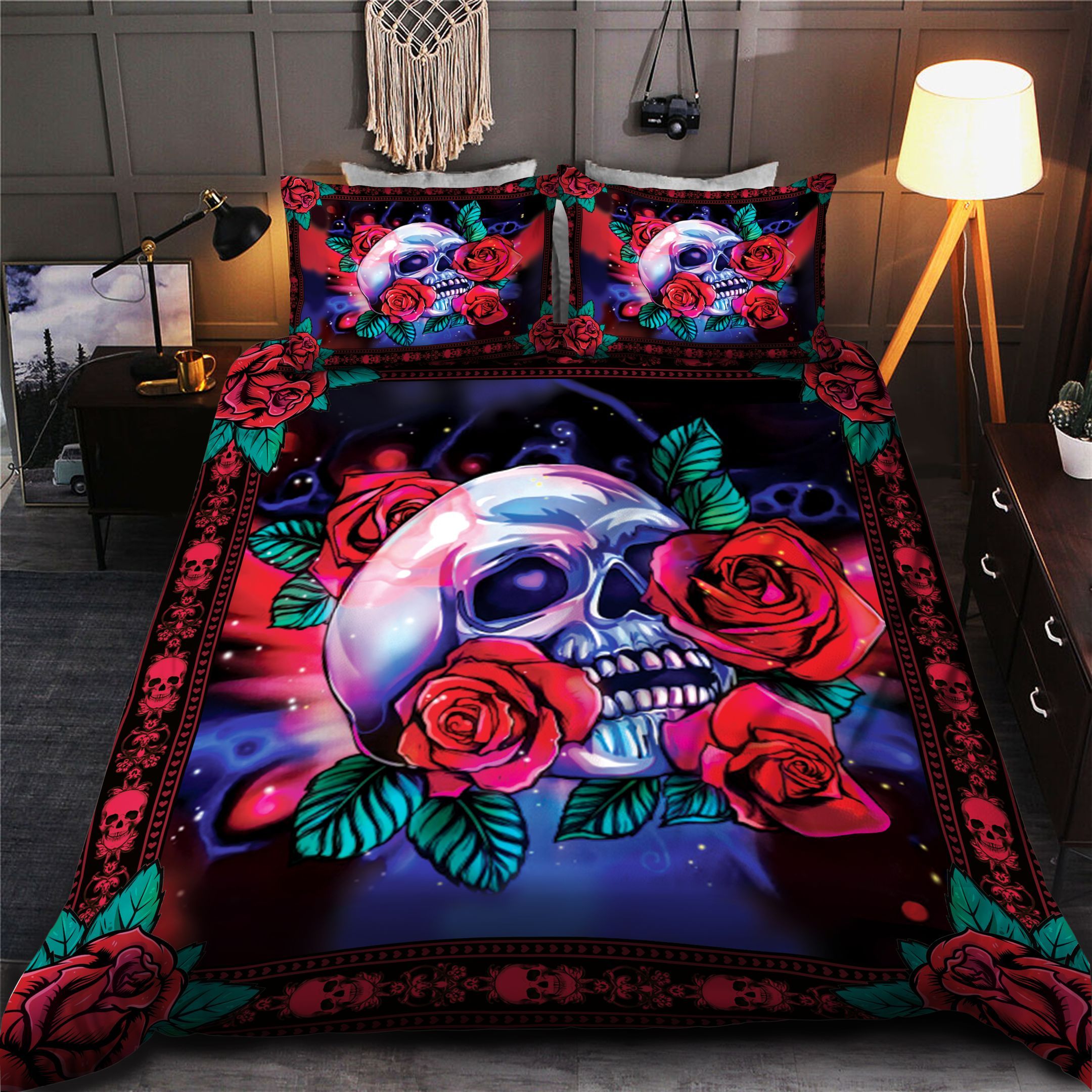 Skull Rose Bedding Set