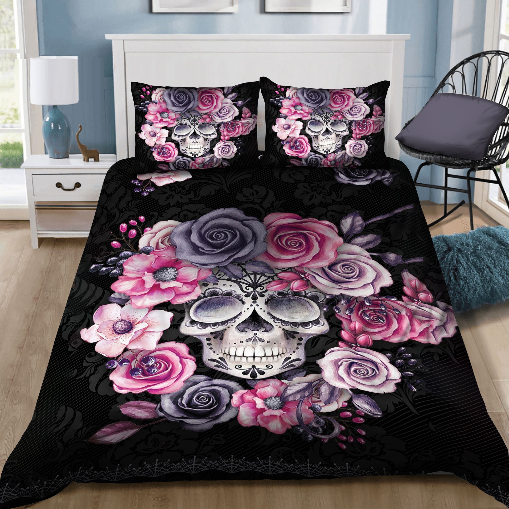 Skull Rose  Bedding Set