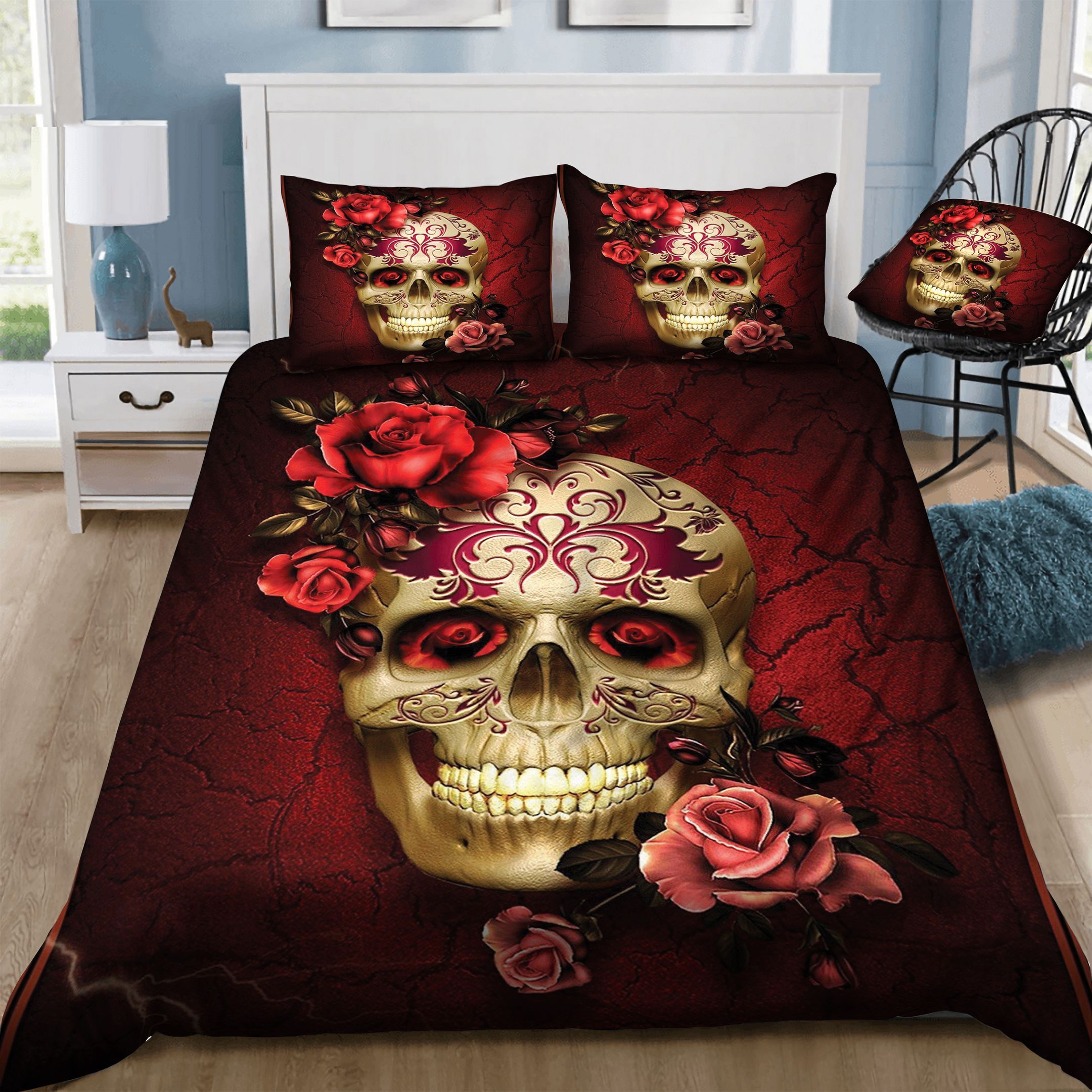 Skull Rose  Bedding Set