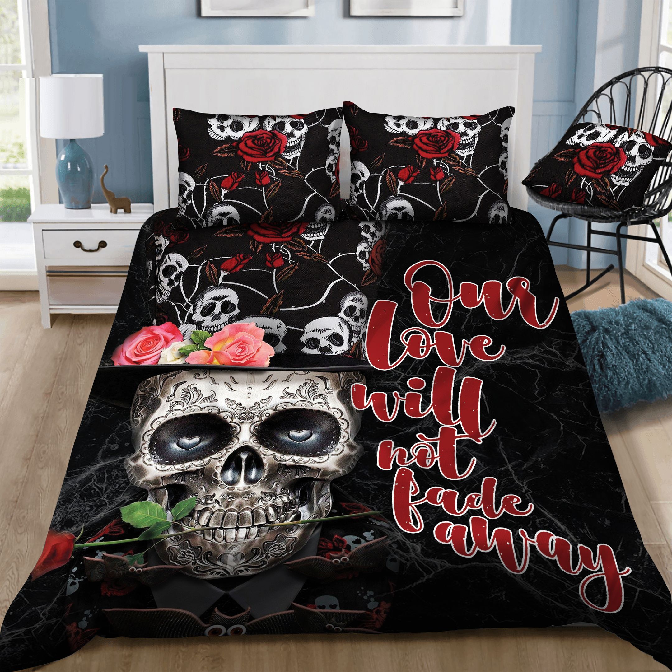 Skull Rose  Bedding Set