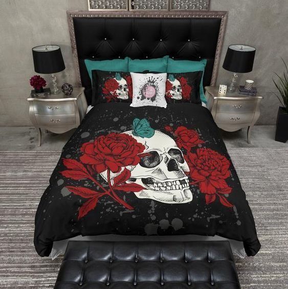 Skull Rose Bedding Set