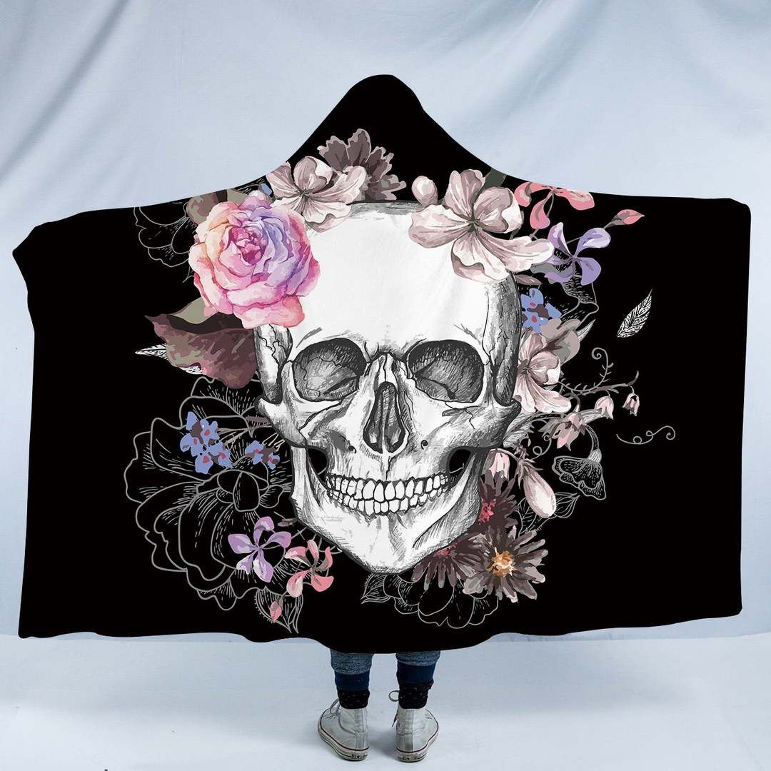 Skull Rose Sherpa Fleece Blanket