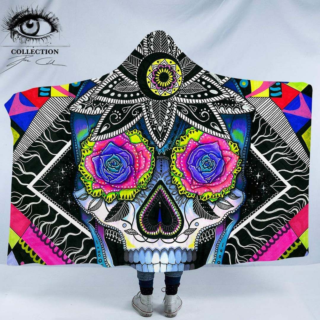 Skull Rose Sherpa Fleece Blanket