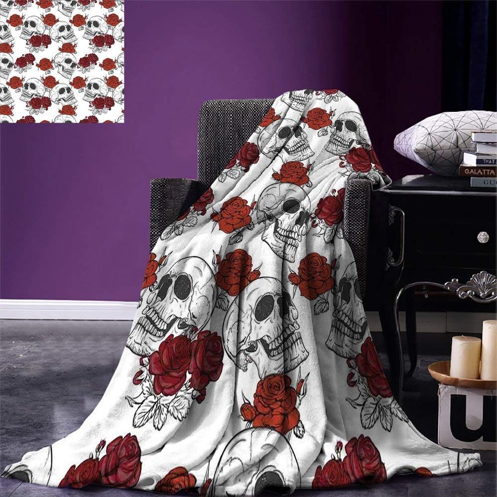 Skull Rose Sherpa Fleece Blanket