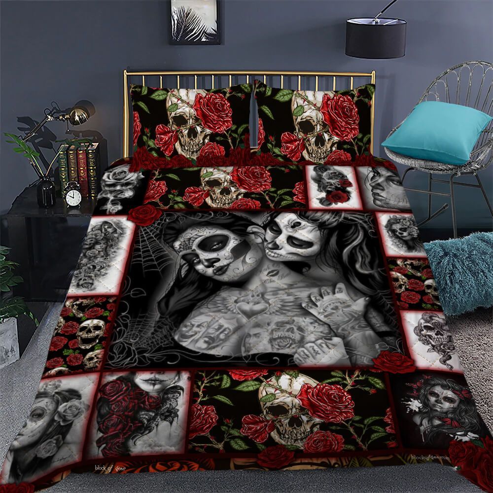 Skull Rose Bedding Set