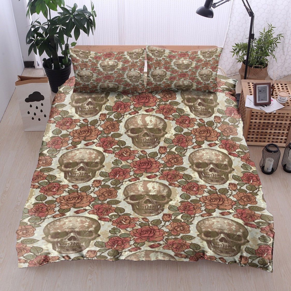 Skull Rose Bedding Set
