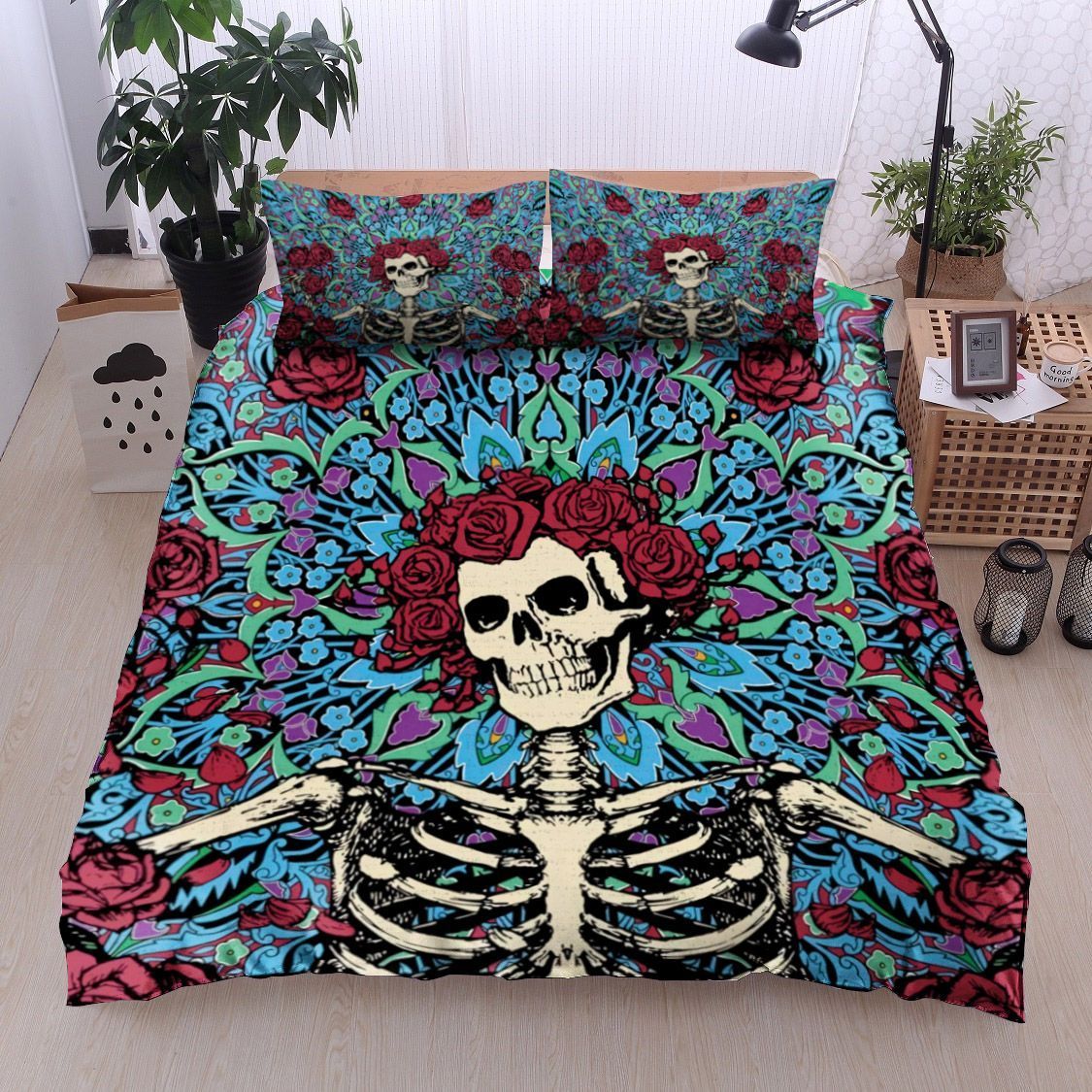 Skull Rose Bedding Set