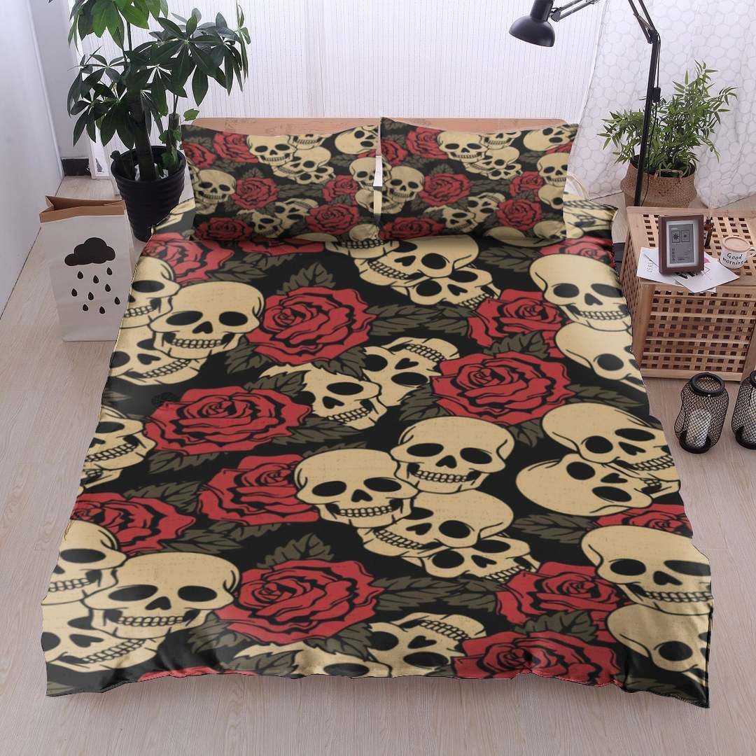 Skull Rose Bedding Set
