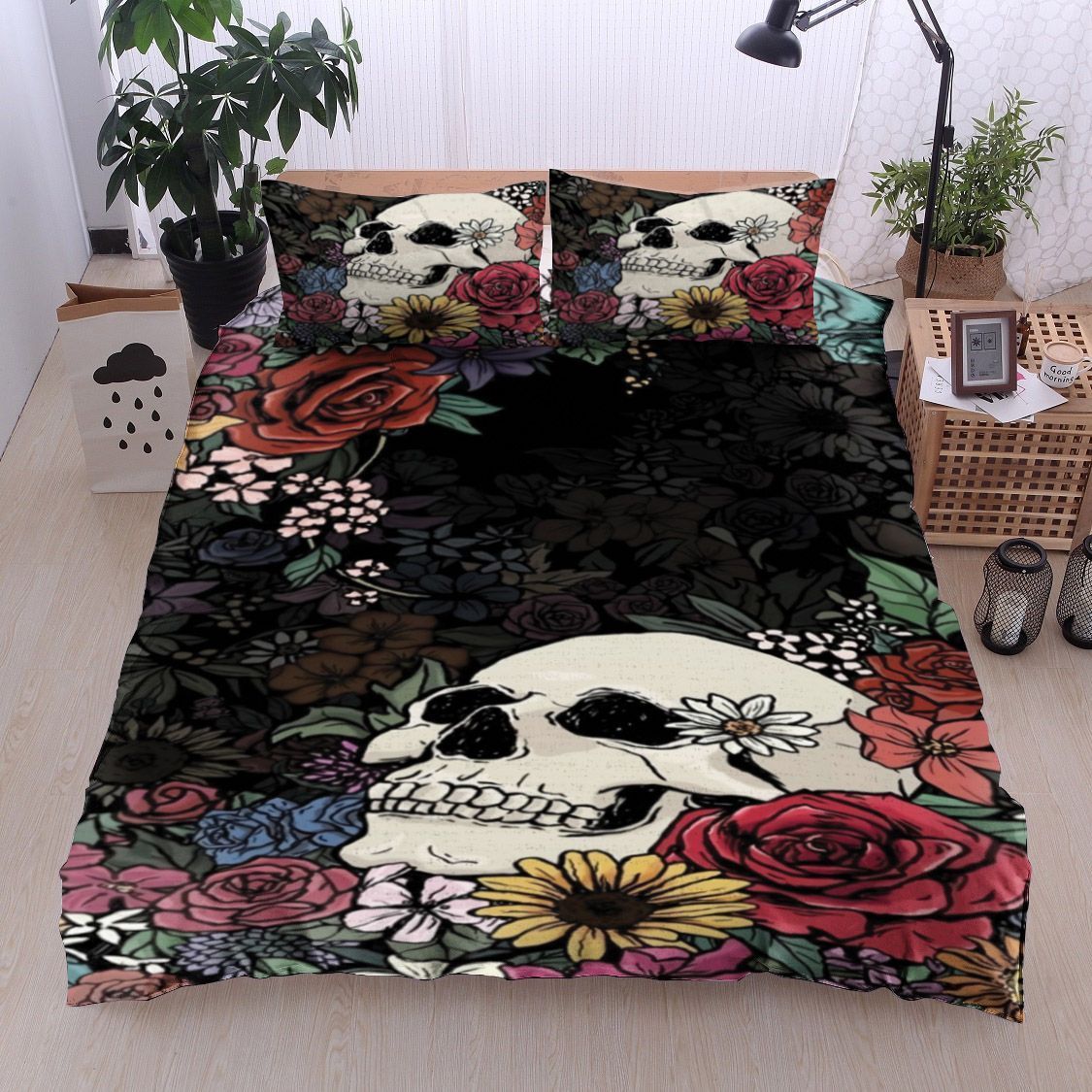 Skull Rose Bedding Set