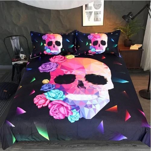 Skull Rose Floral Bedding Set