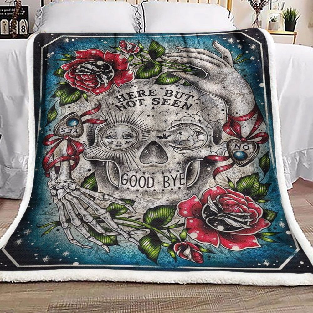 Skull Rose Sherpa Fleece Blanket