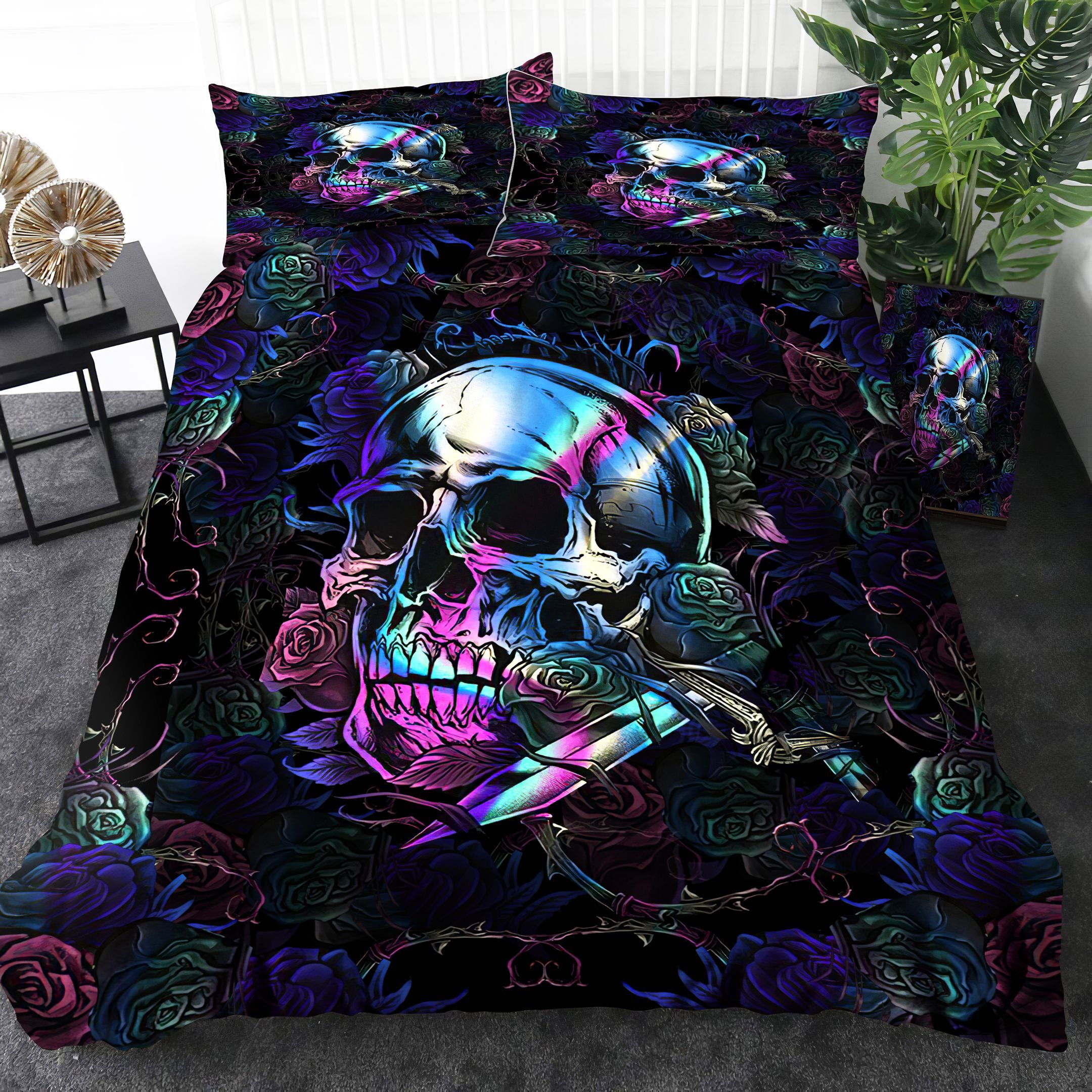 Skull Rose Bedding Set