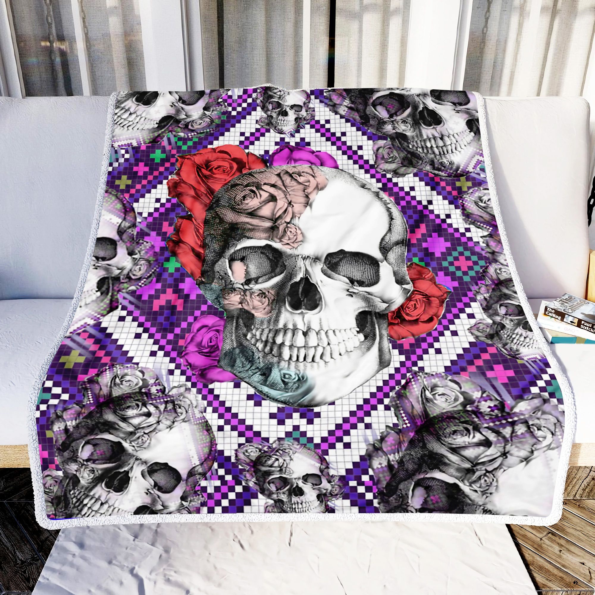 Skull Rose Fleece Blanket