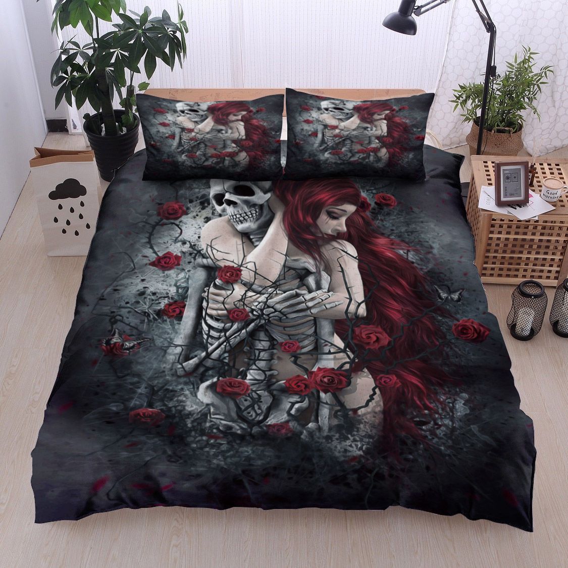 Skull Rose Bedding Set