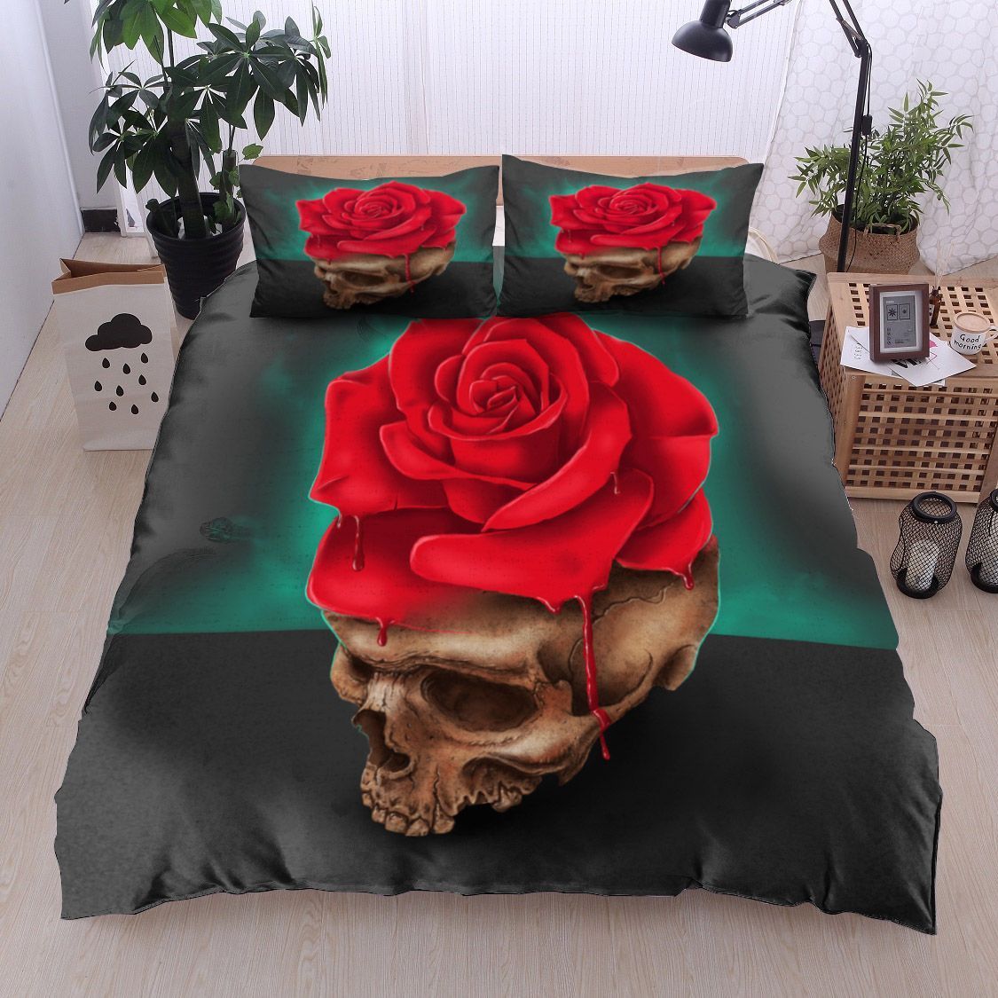 Skull Rose Bedding Set
