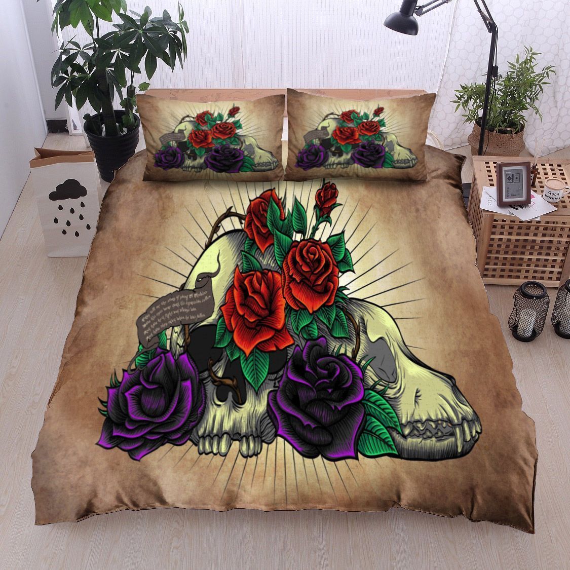 Skull Rose Bedding Set