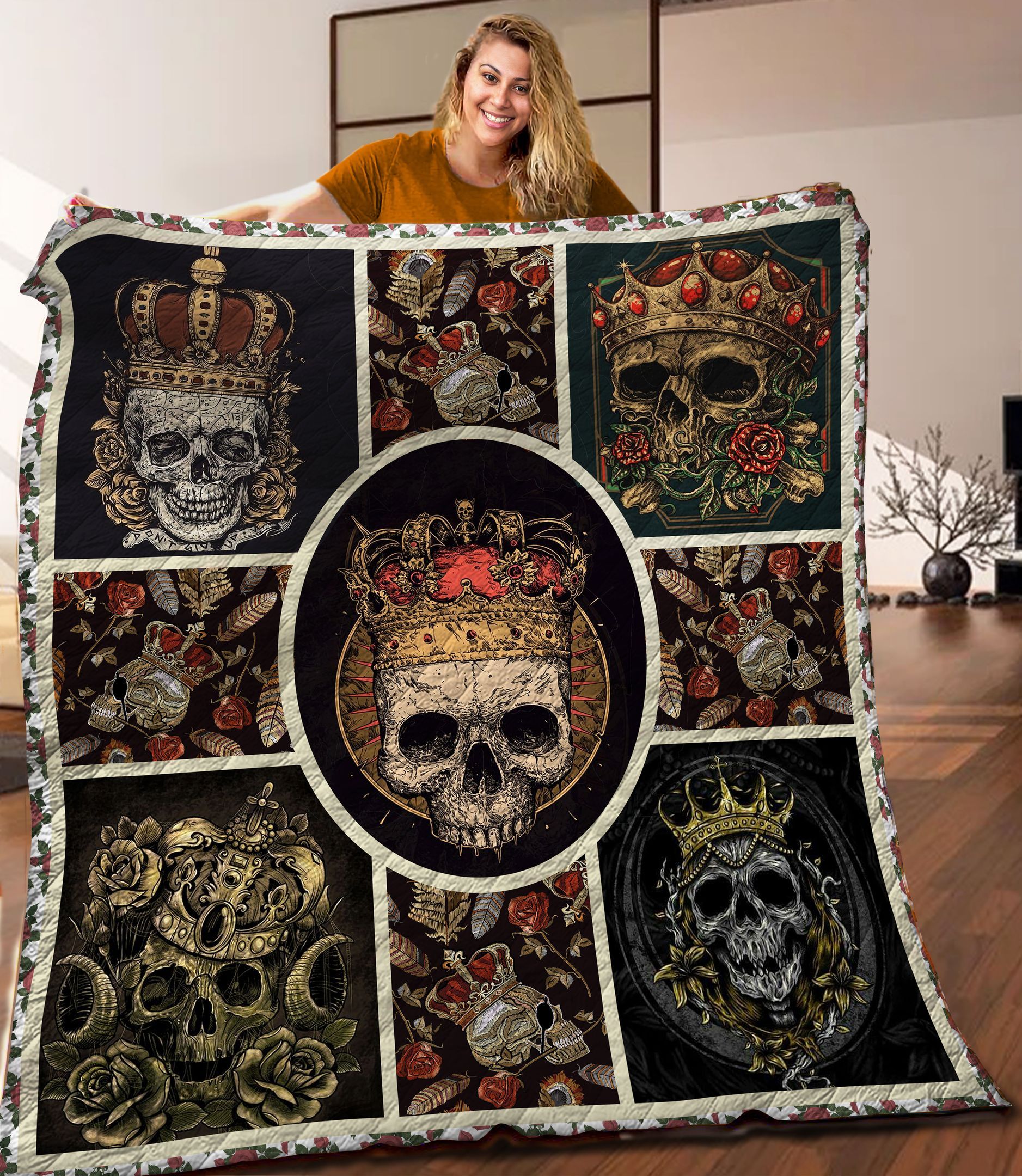 Skull Rose Quilt Blanket C9B300507NA