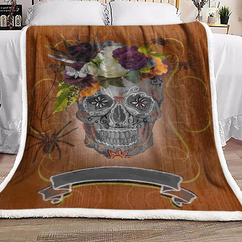 Skull Rose Spider Sherpa Fleece Blanket