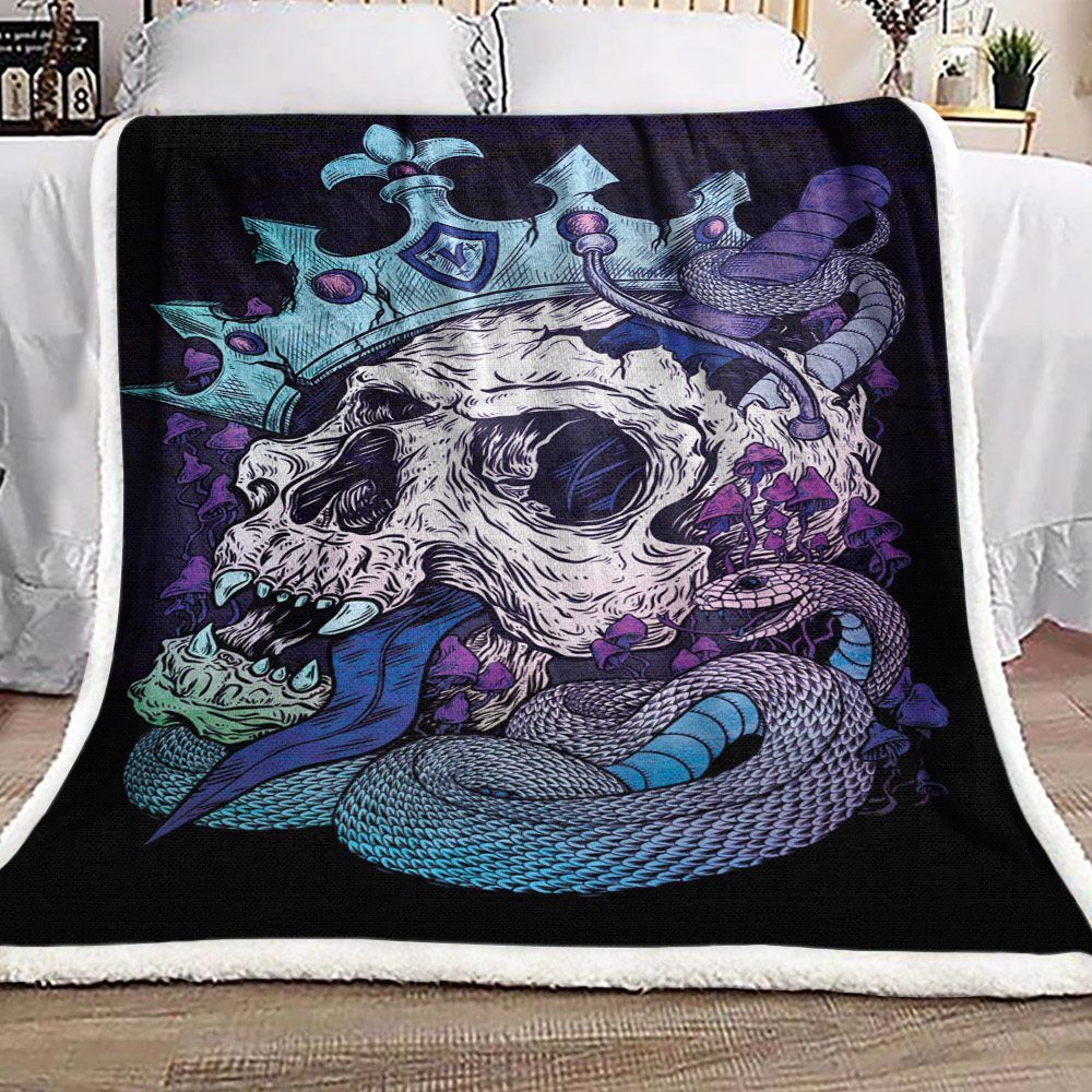 Skull Snake Sherpa Fleece Blanket