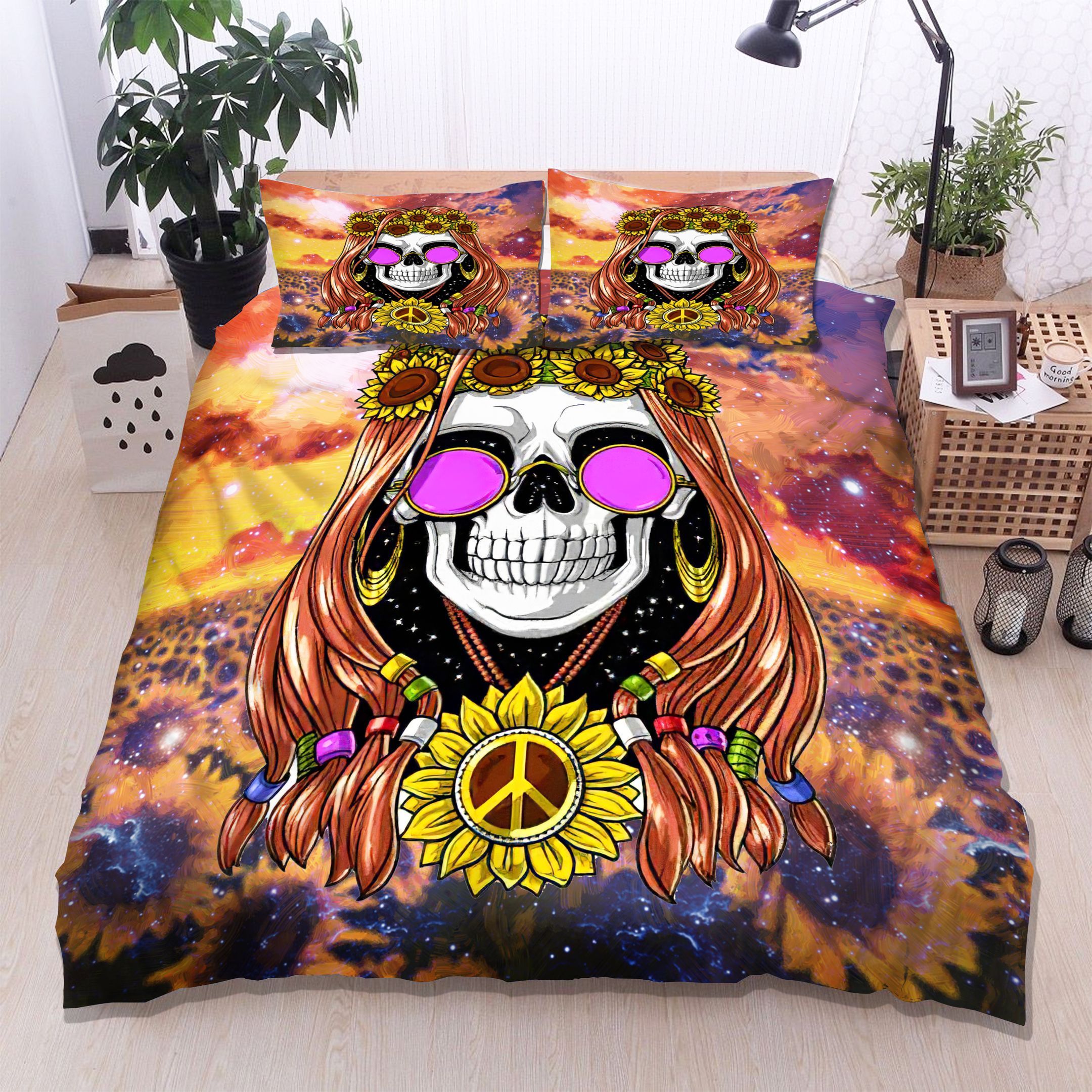 Skull Sunflower Bedding Set