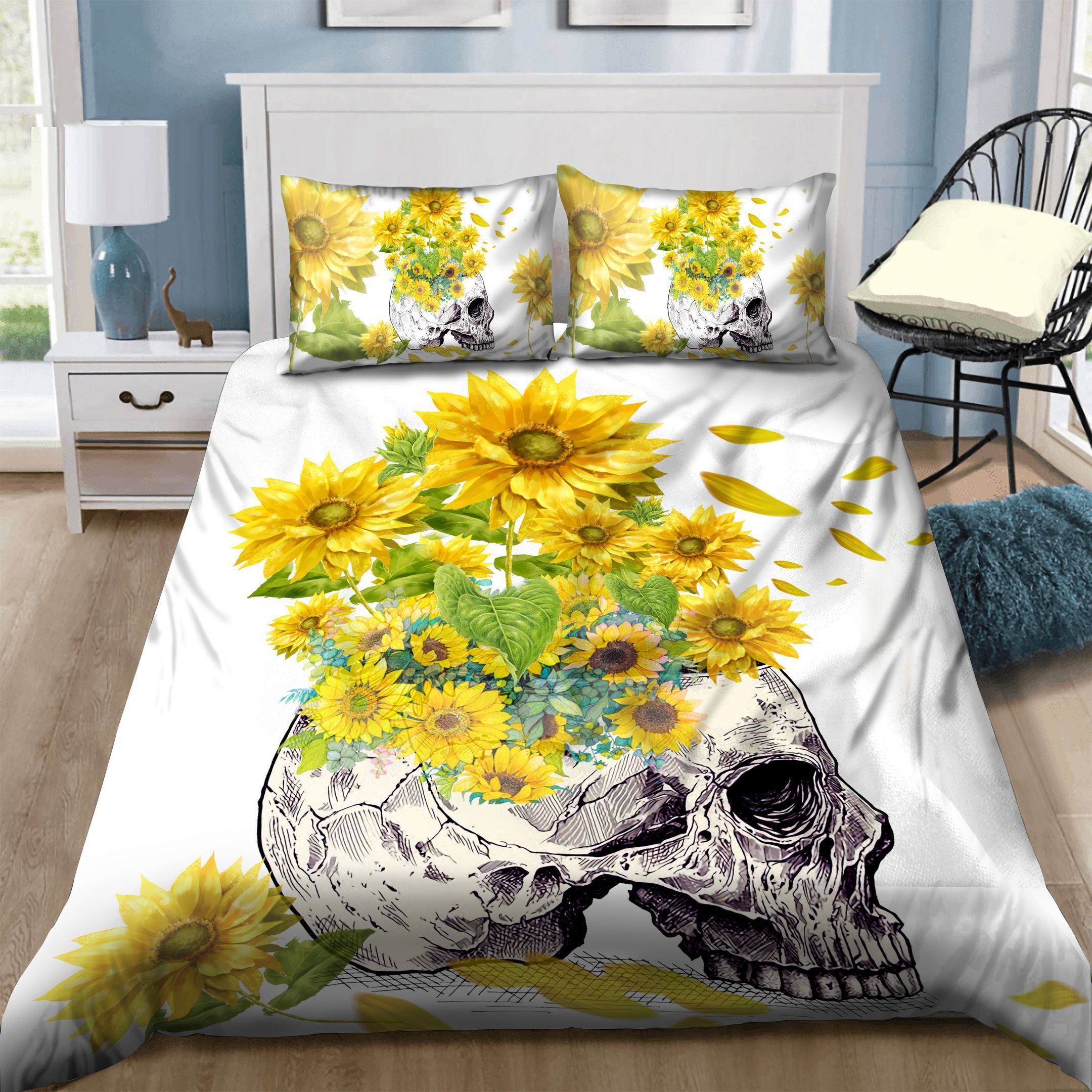 Skull Sunflower Bedding Set