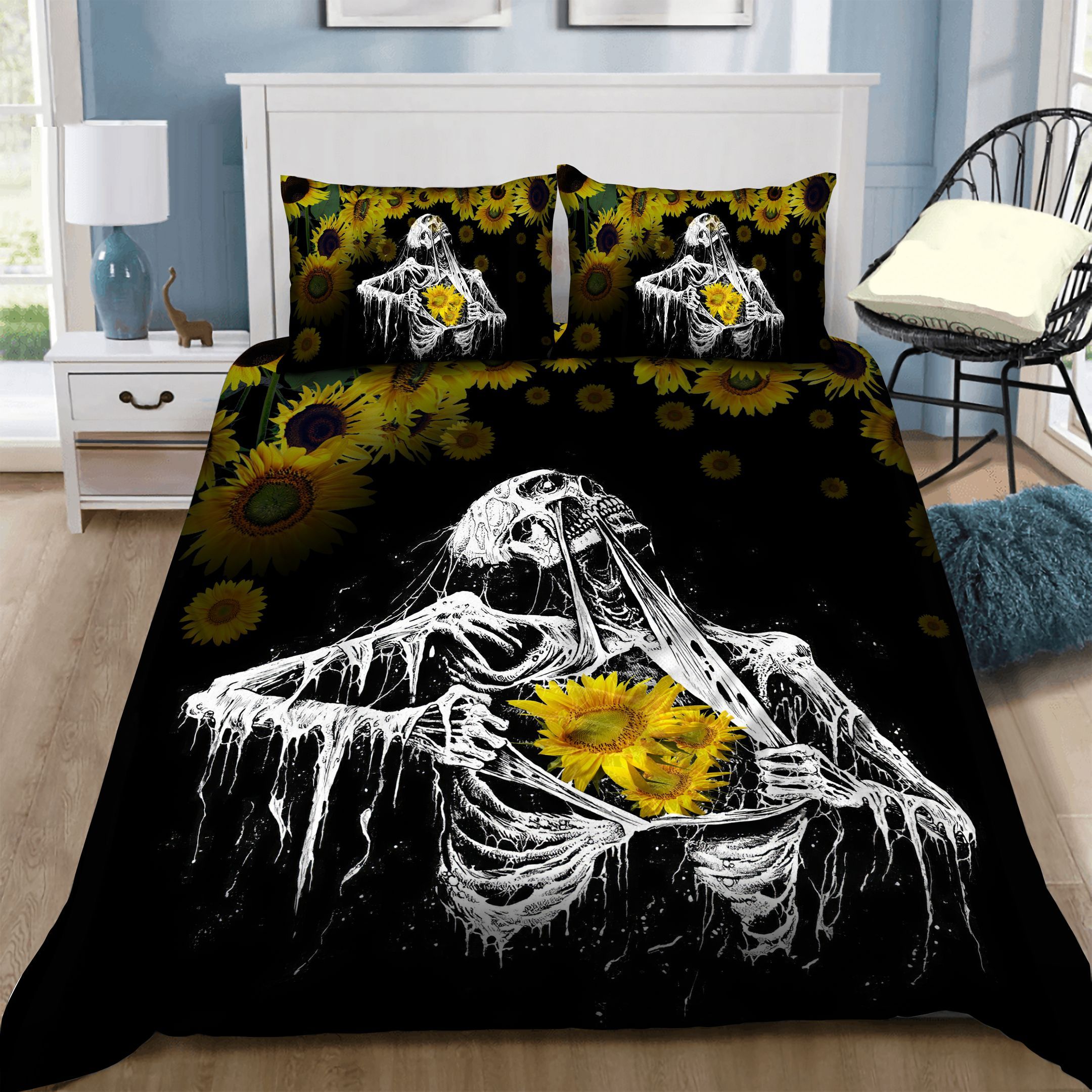 Skull Sunflower Bedding Set
