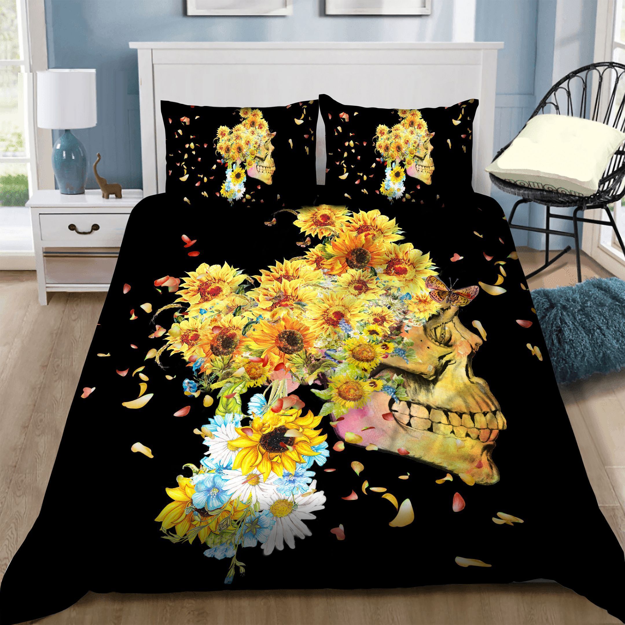 Skull Sunflower Bedding Set