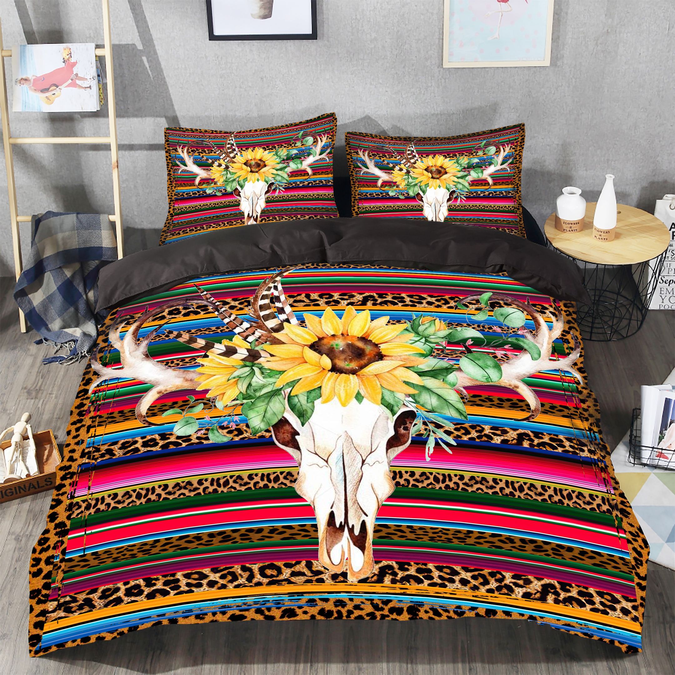 Skull Sunflower Bedding Set