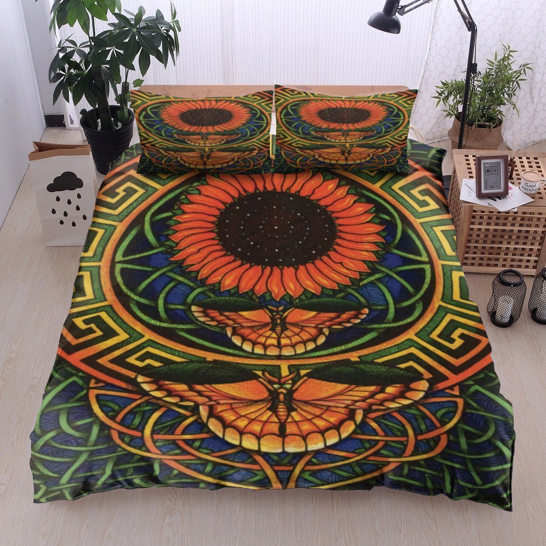 Skull Sunflower Butterfly Bedding Set