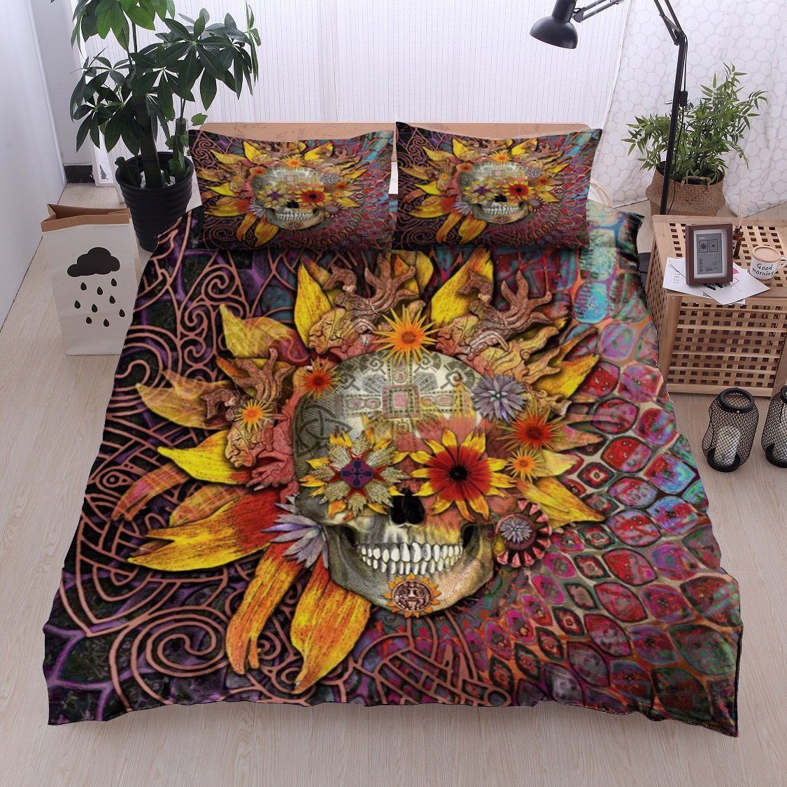 Skull Sunflower Bedding Set