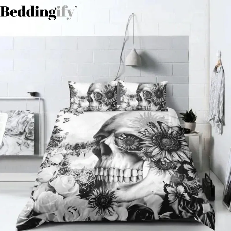 Skull Sunflower Pattern Gs Cl Bedding Set