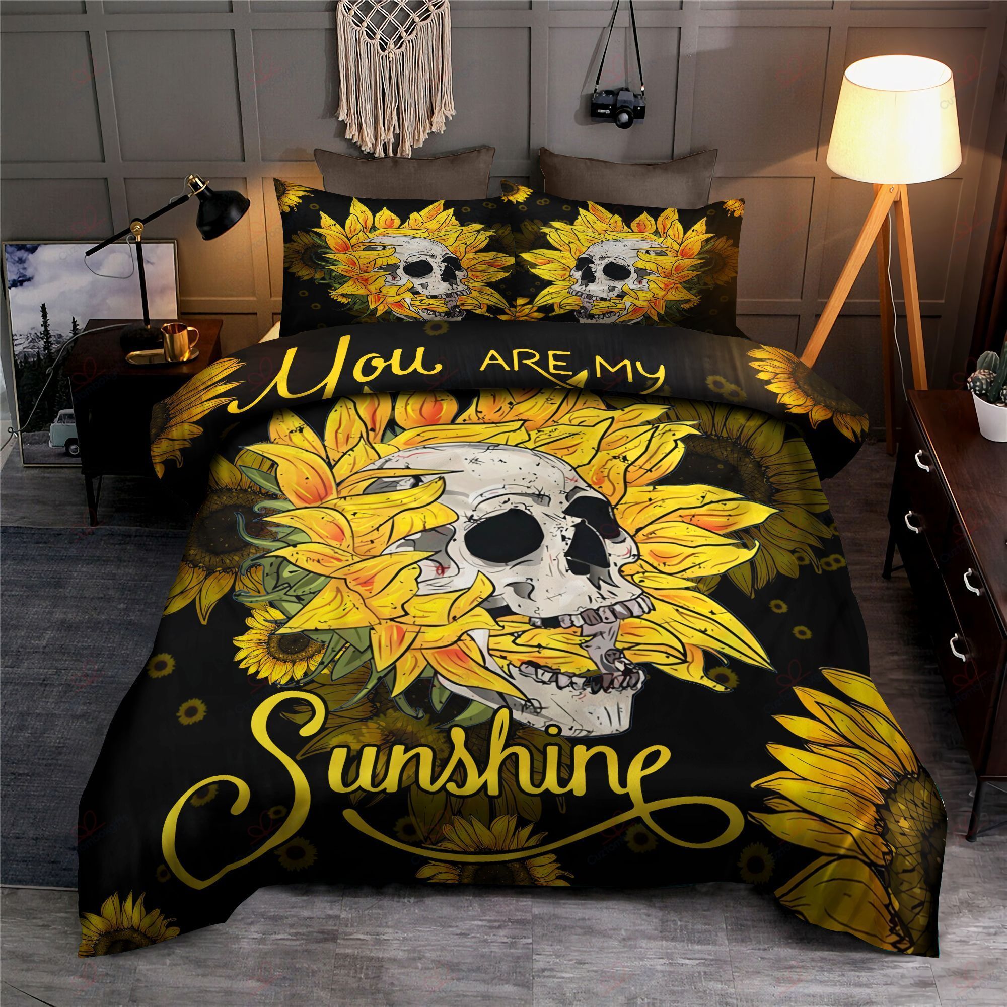 Skull Sunflower You Are My Sunshine Bedding Set