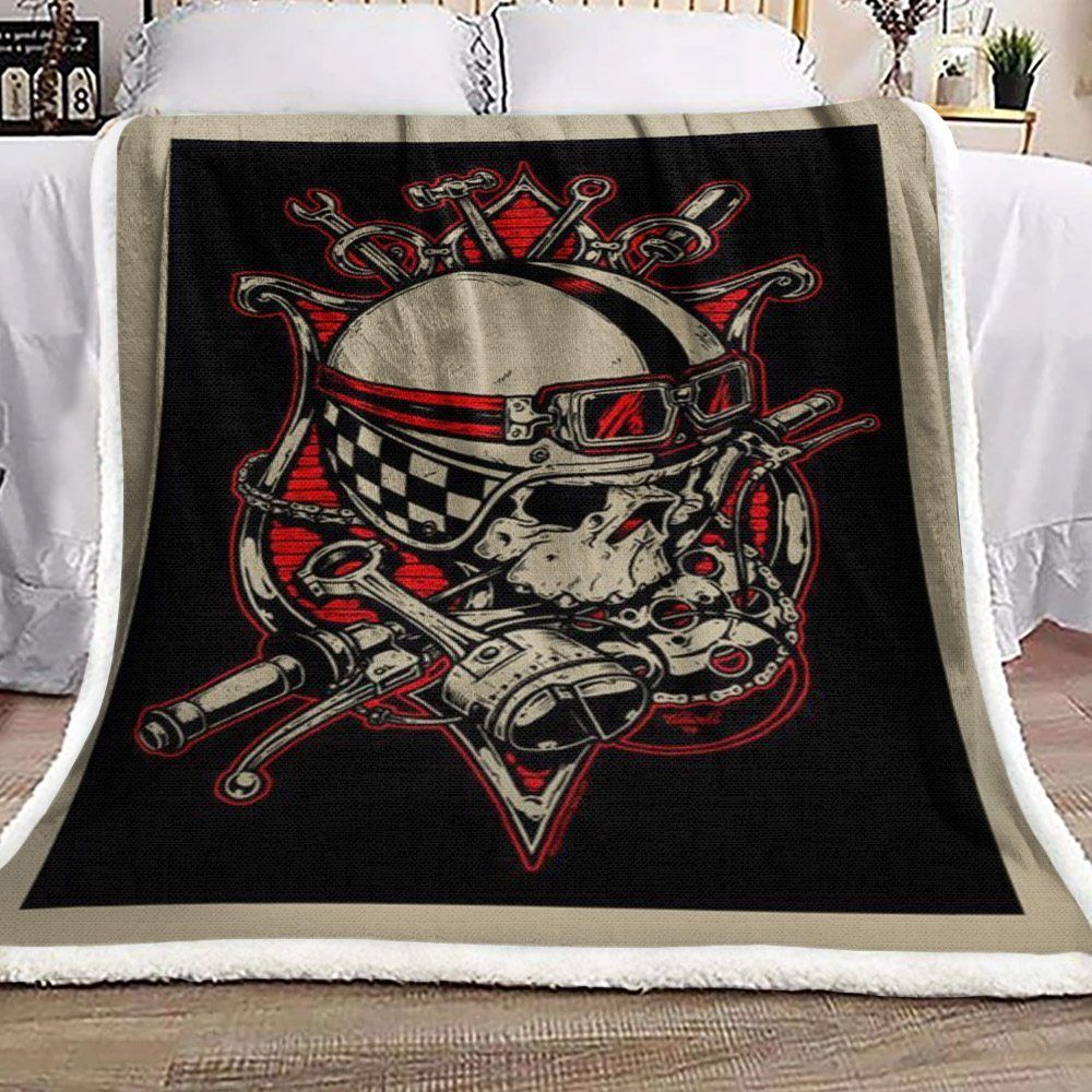 Skull Tattoo Sherpa Fleece Blanket