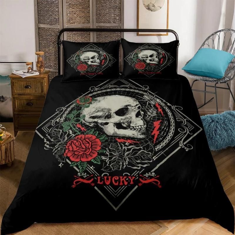 Skull Terror Rose Bedding Set