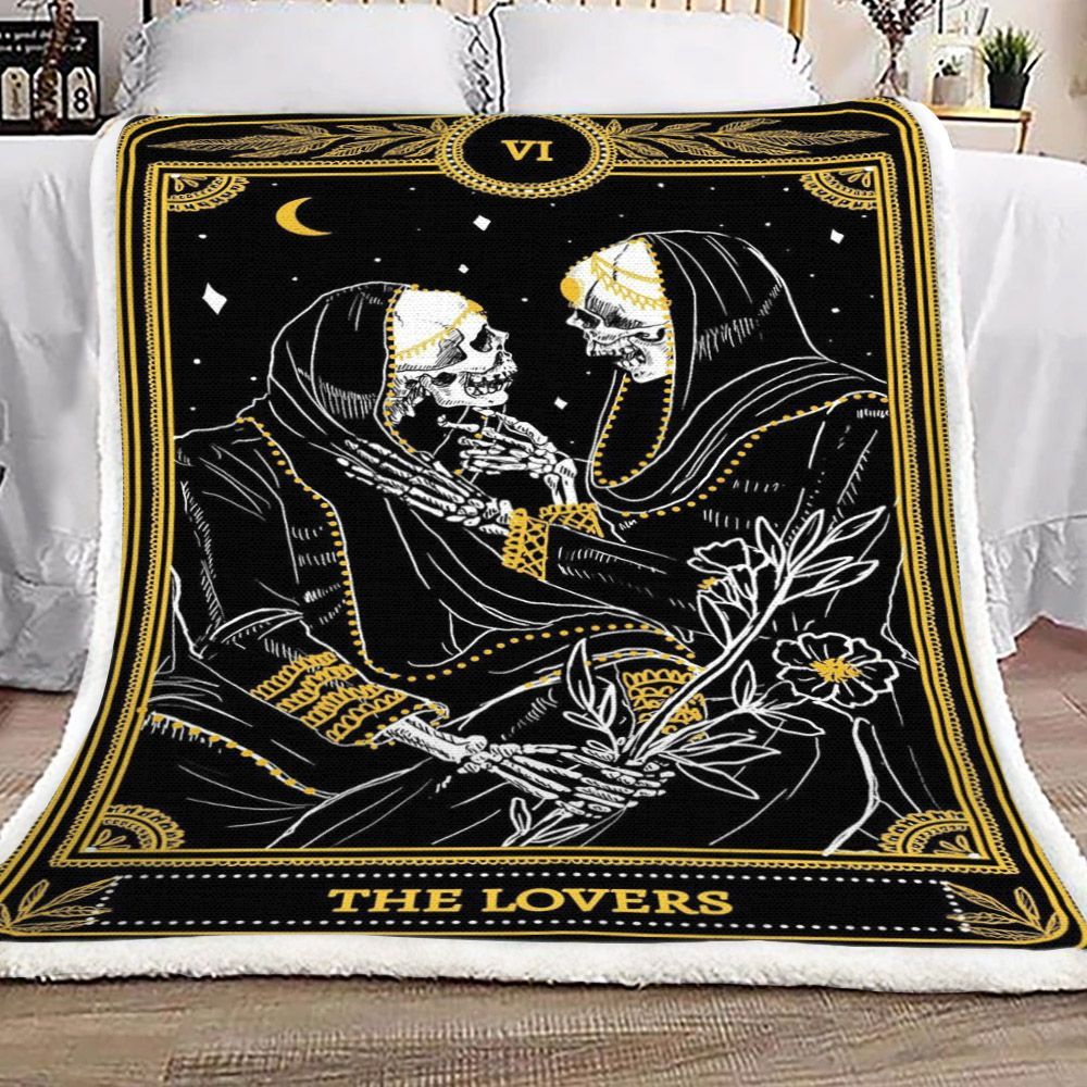 Skull The Lovers Sherpa Fleece Blanket