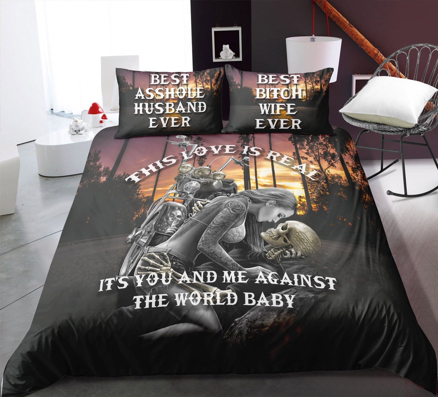 Skull This Love Is Real Bedding Set