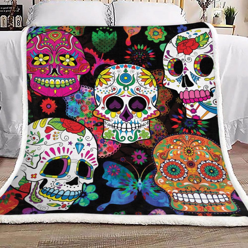 Skull Sherpa Fleece Blanket