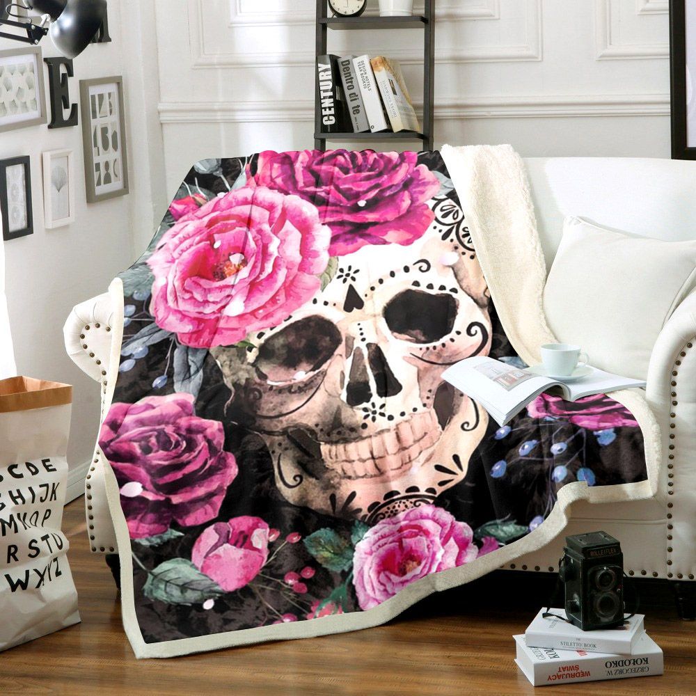 Skull Sherpa Fleece Blanket