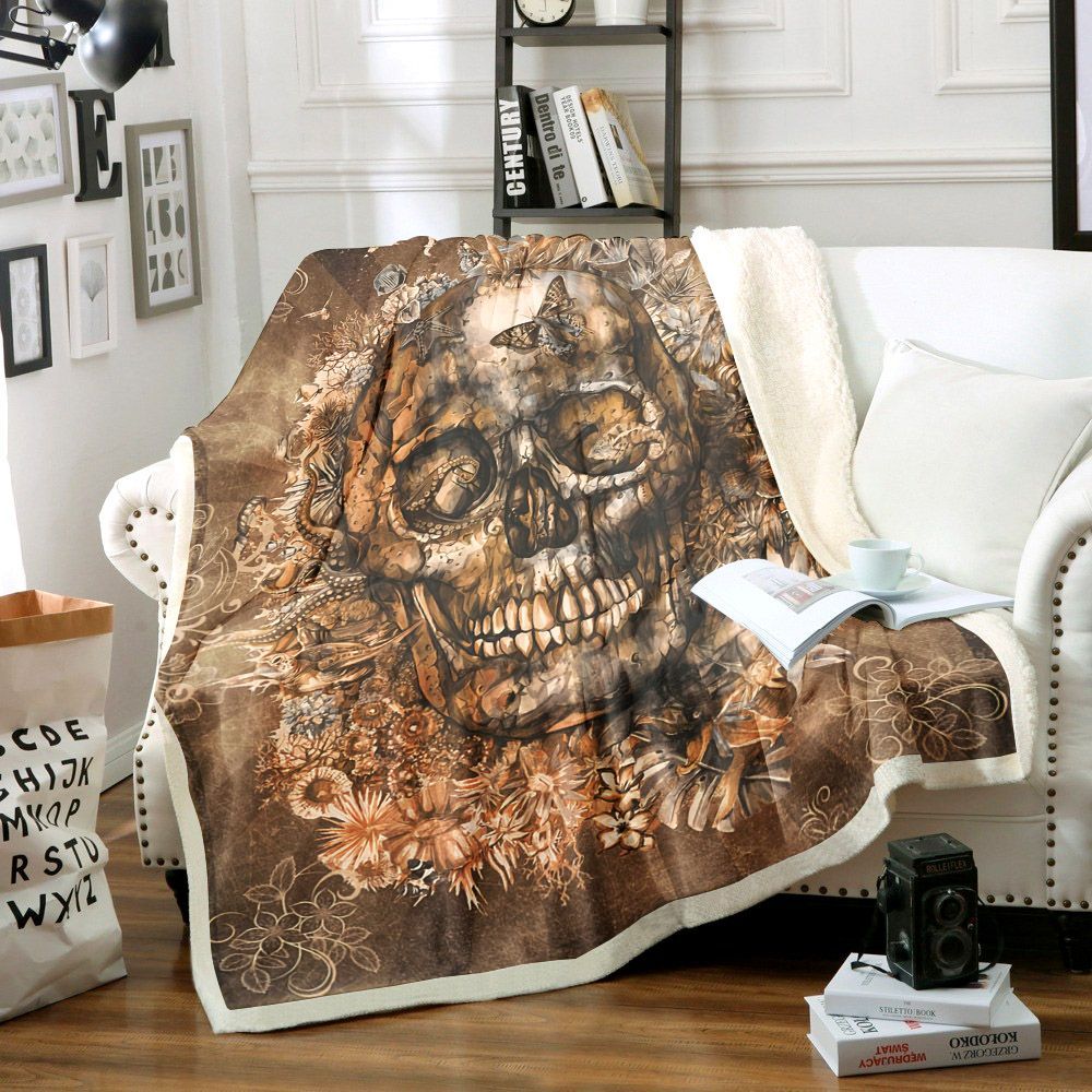 Skull Sherpa Fleece Blanket