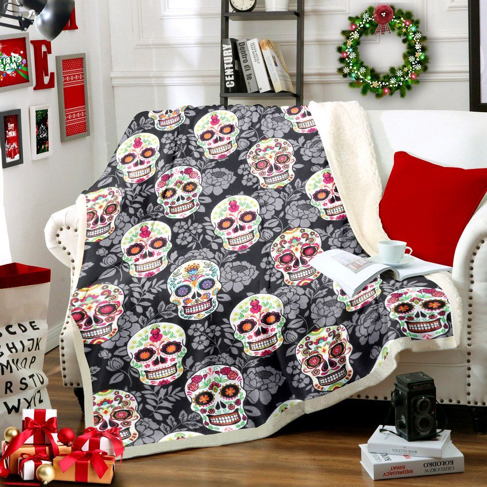 Skull Sherpa Fleece Blanket
