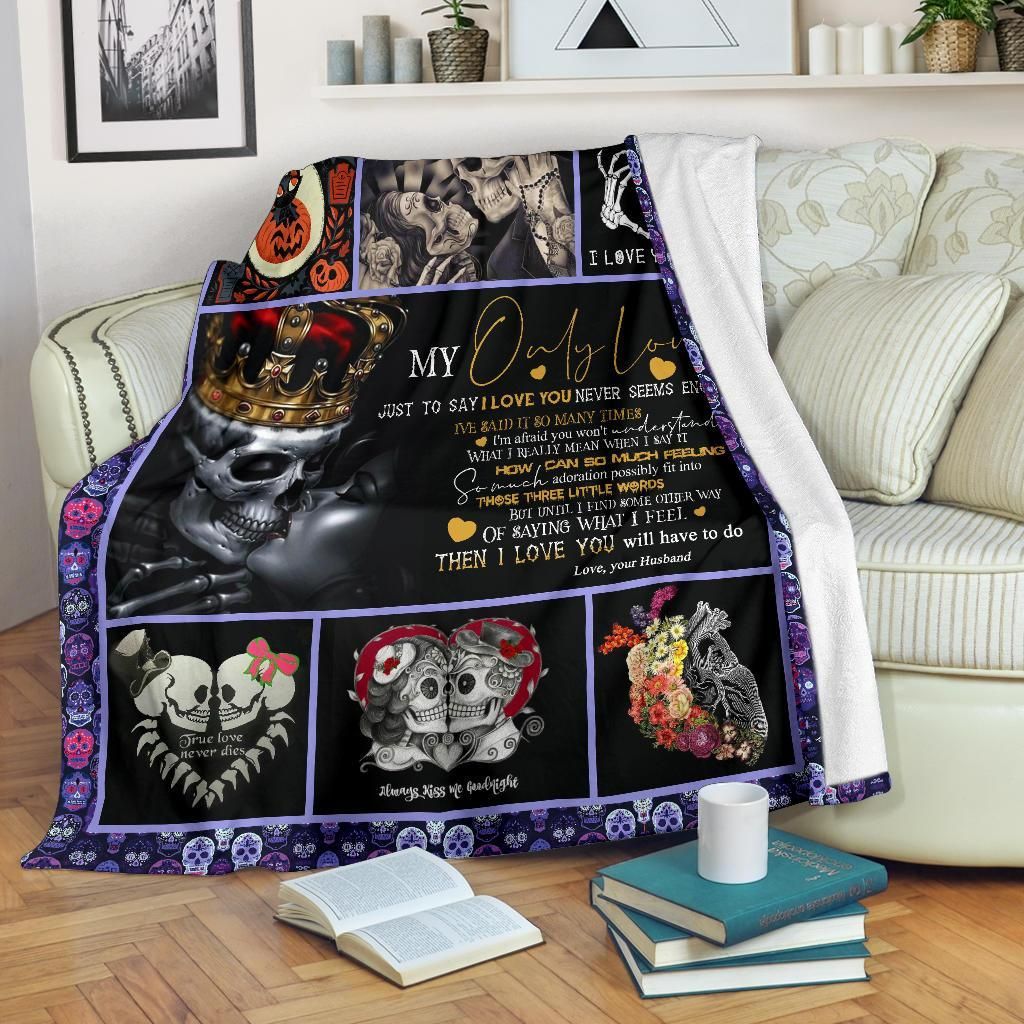 Skull To My Wife Sherpa Fleece Blanket