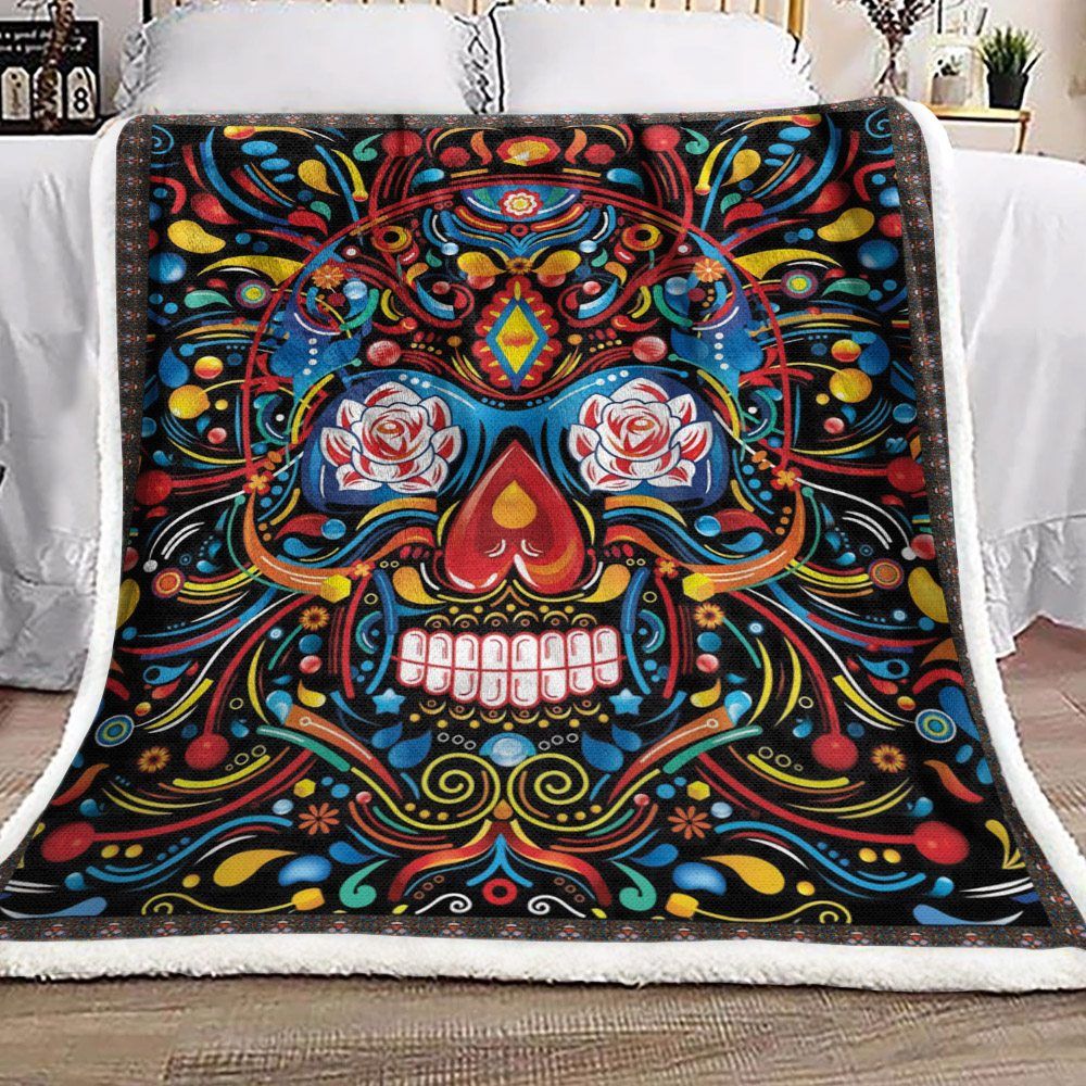 Skull Sherpa Fleece Blanket