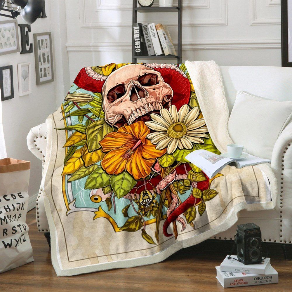Skull Sherpa Fleece Blanket