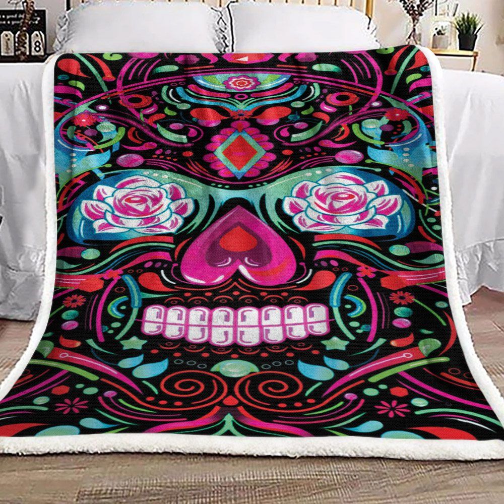 Skull Sherpa Fleece Blanket