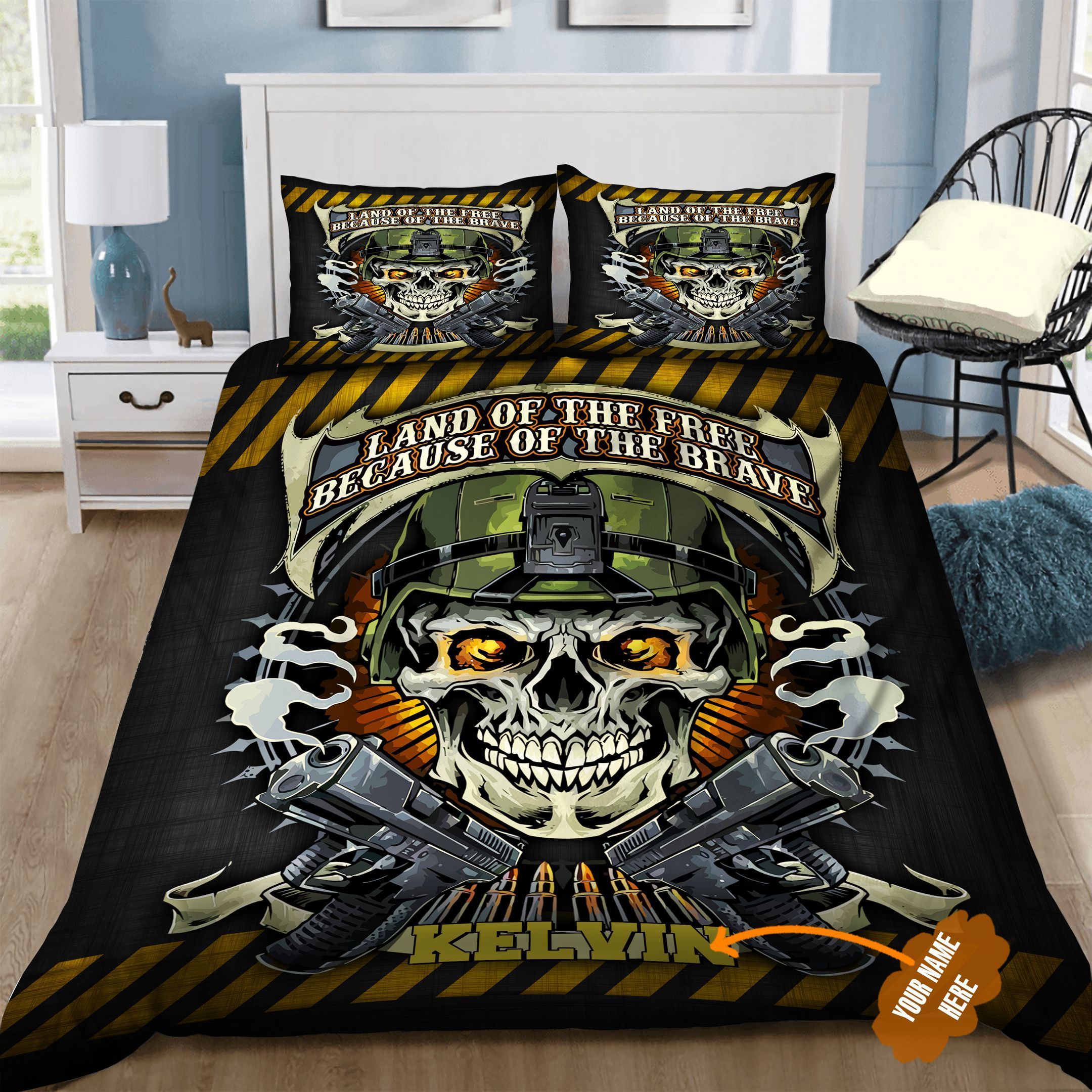 Skull Veteran Personalized Bedding Set